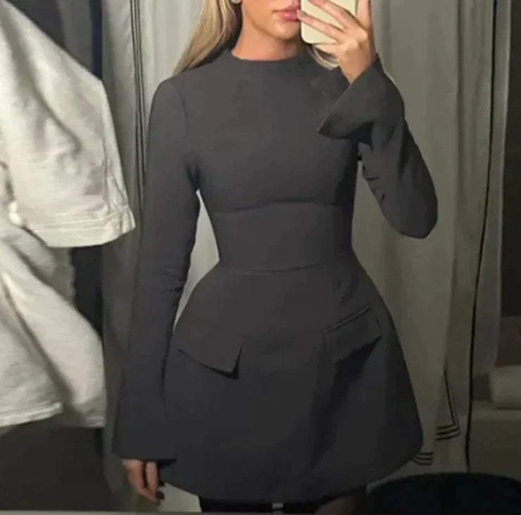 Elegant Slim Dress, Long Sleeve Half Turtleneck, 2024 Newest - Fasify