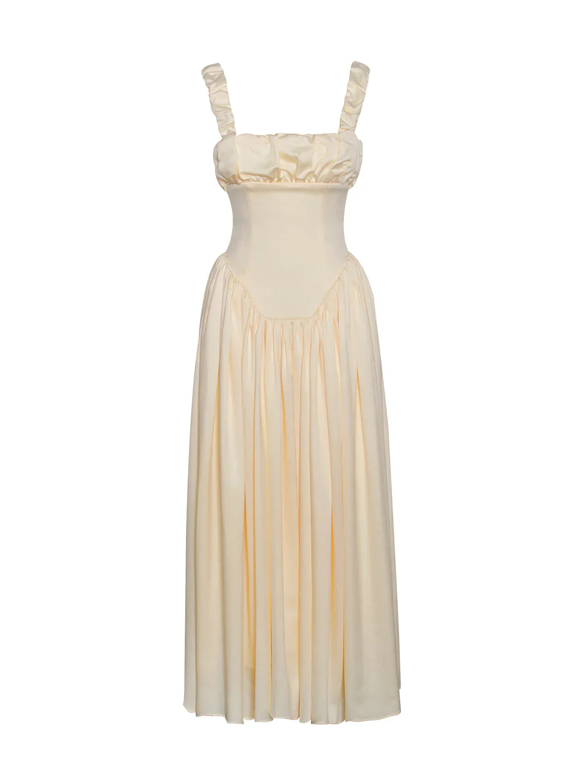 Sophia's Satin Spectacle: Maxi Suspender Dress