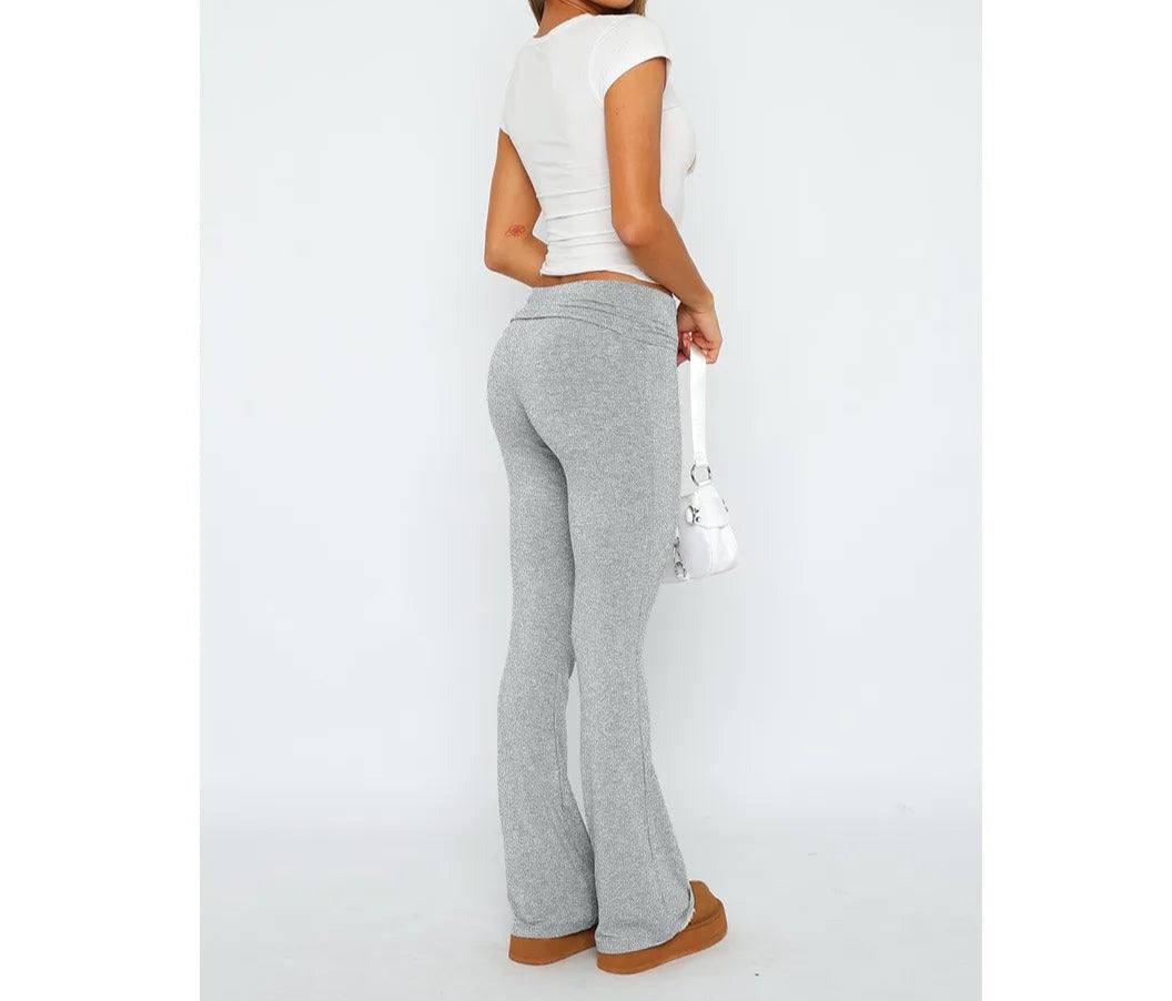 Women'S Solid Woman Pants Slim Fitting High Waisted Streetwear Casual Flare Pants Women Clothes Full Length Capris Trousers